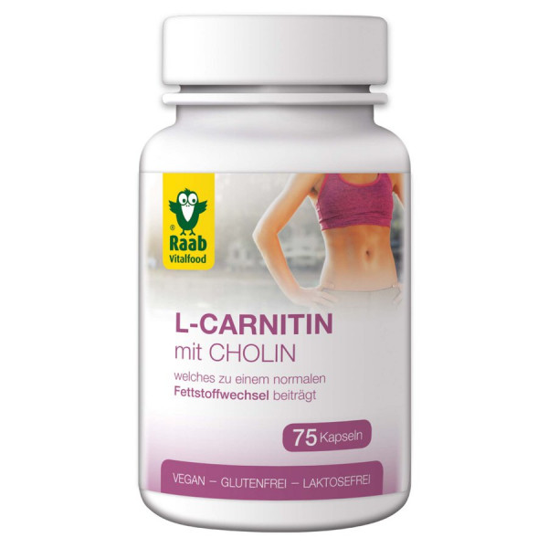 L-Carnitin mit Cholin 75 Kapseln à 650 mg (48,8g) Raab Vitalfood