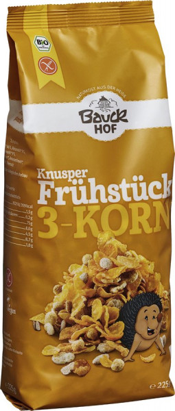*Bio Knusper Frühstück 3-Korn glutenfrei Bio (225g) Bauckhof