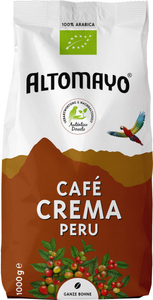 *Bio BIO Café Crema Bohnen im Beutel (1000g) Altomayo