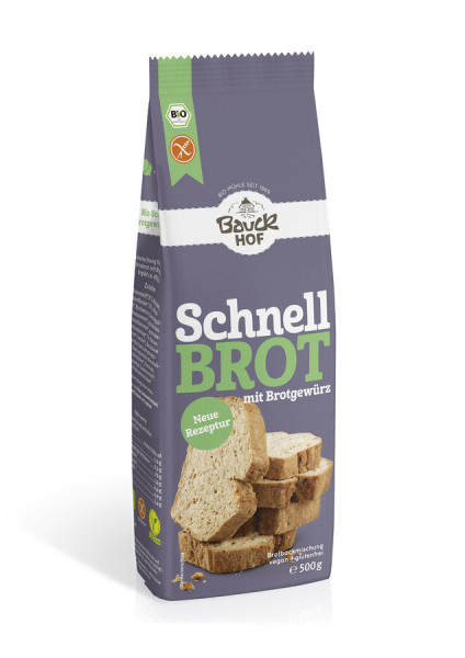 *Bio Schnellbrot mit Brotgewürz glutenfrei Bio (500g) Bauck Mühle