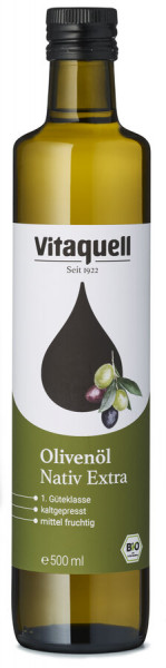 *Bio Olivenöl Bio, EU 1. Güteklasse, nativ extra (500ml) Vitaquell