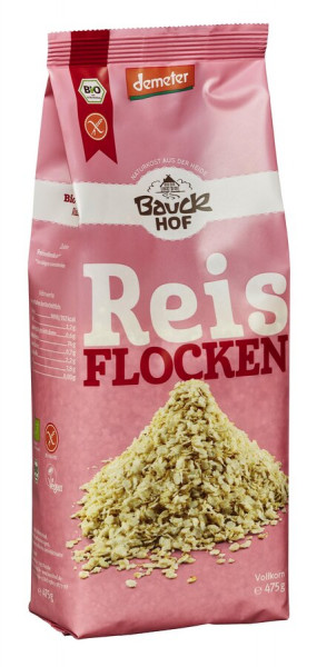 *Bio Reisflocken Vollkorn glutenfrei Demeter (475g) Bauck Mühle