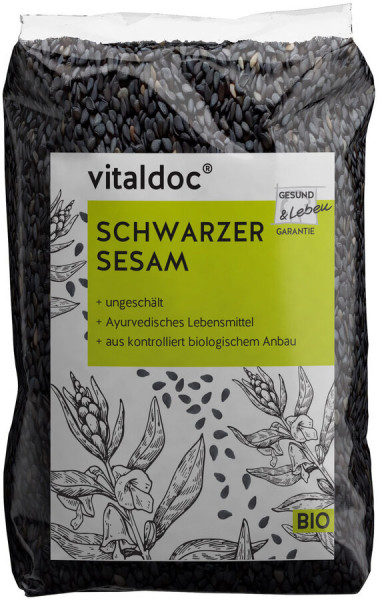 *Bio vitaldoc® BIO Schwarzer Sesam, ungeschält (400g) Gesund &amp; Leben