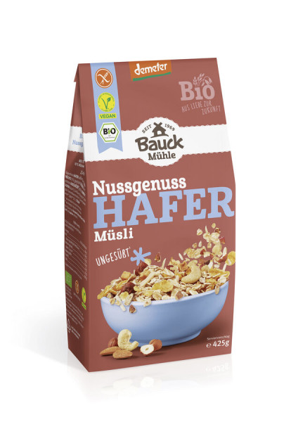 *Bio Hafer Müsli Nussgenuss Demeter glutenfrei (425g) Bauck Mühle