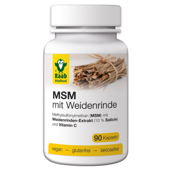 MSM mit Weidenrinde 90 Kapseln (56,7g) Raab Vitalfood