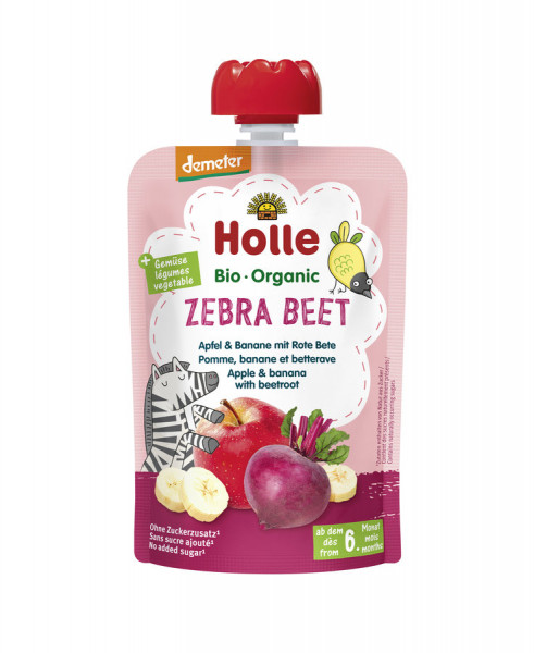 *Bio Zebra Beet - Pouchy Apfel, Banane, rote Bete (100g) Holle