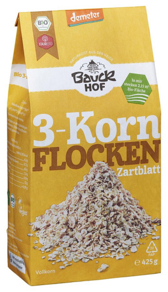 *Bio 3-Korn Flocken Zartblatt Demeter (425g) Bauckhof