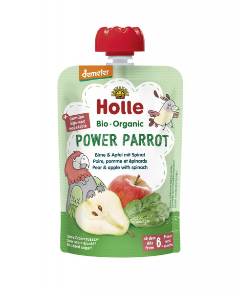 *Bio Power Parrot - Pouchy Birne mit Apfel &amp; Spinat (100g) Holle