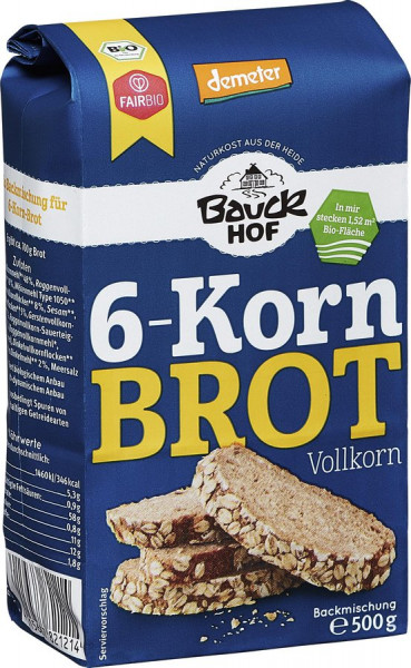 *Bio 6-Korn Brot Vollkorn Demeter (500g) Bauckhof