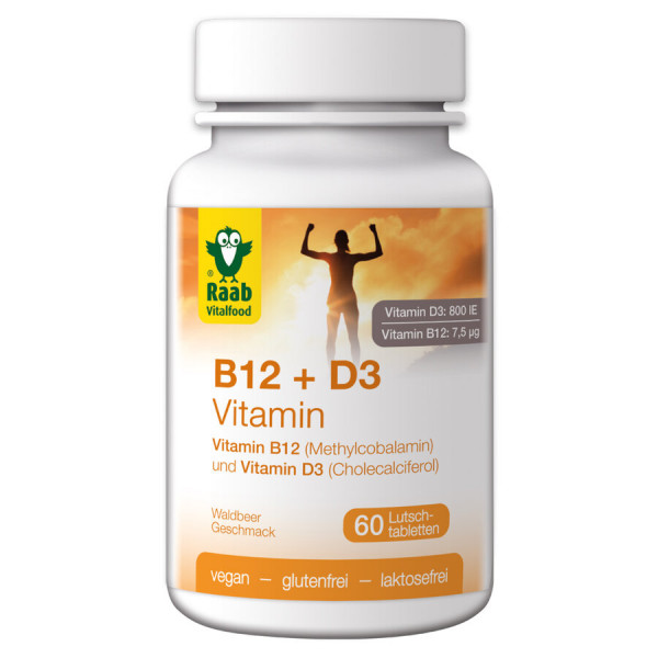 Vitamin B12 + D3, 60 Lutschtabletten à 1,5 g (90g) Raab Vitalfood