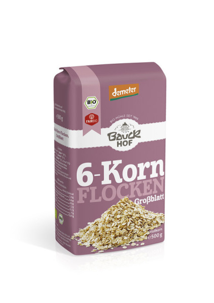 *Bio 6-Korn Flocken ohne Weizen Demeter (500g) Bauck Mühle