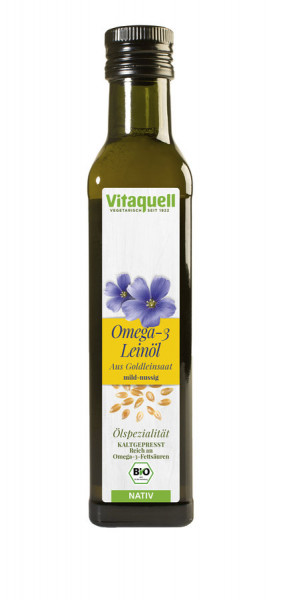 *Bio Omega-3 Leinöl Bio aus Goldleinsaat nativ, kaltgepresst (250ml) Vitaquell