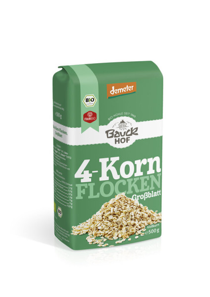 *Bio 4-Korn Flocken ohne Weizen Demeter (500g) Bauck Mühle