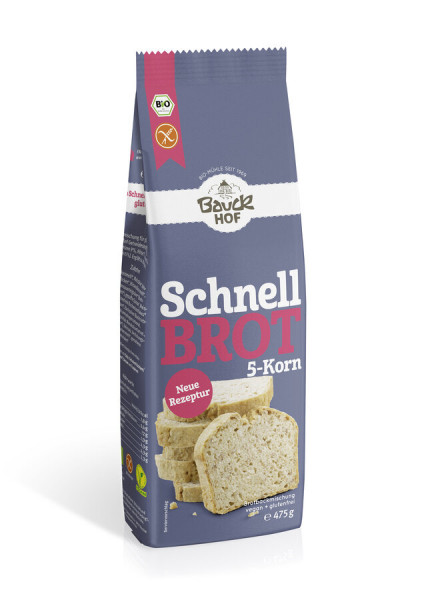 *Bio Schnellbrot 5-Korn glutenfrei Bio (475g) Bauck Mühle