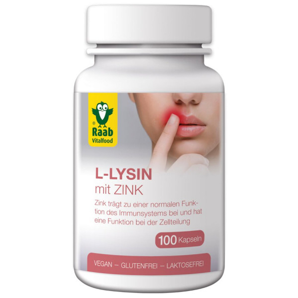 L-Lysin 100 Kapseln à 500 mg mit Zink (50g) Raab Vitalfood