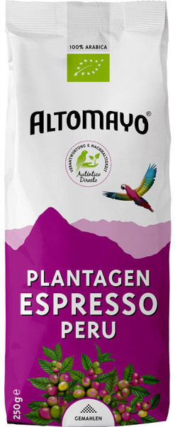 *Bio BIO Plantagen Espresso gemahlen im Beutel (250g) Altomayo